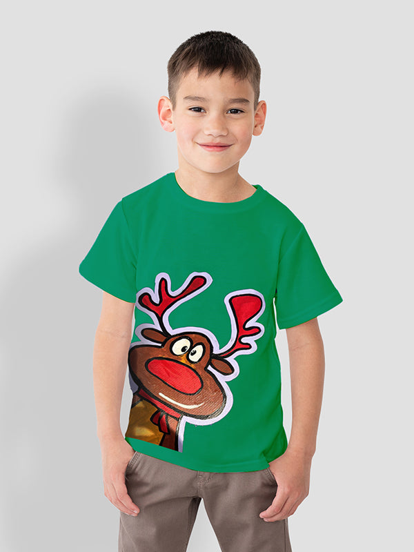 RUDOLF UNISEX GREEN COTTON T-SHIRT - Benditaa