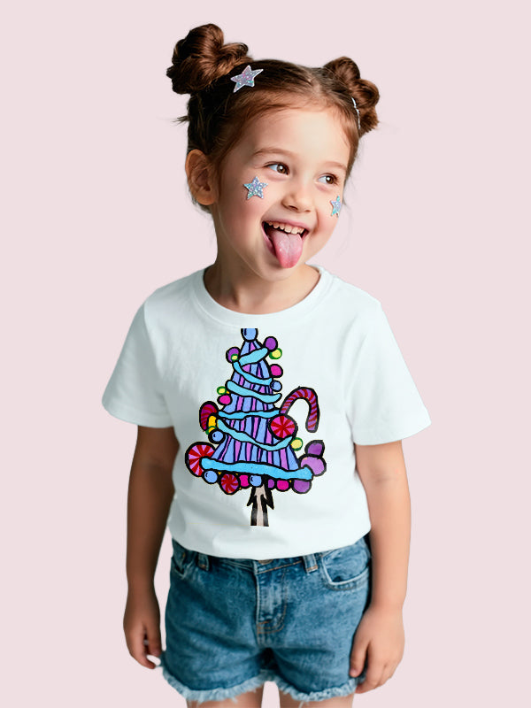 CANDY GIRLS WHITE COTTON T-SHIRT - Benditaa