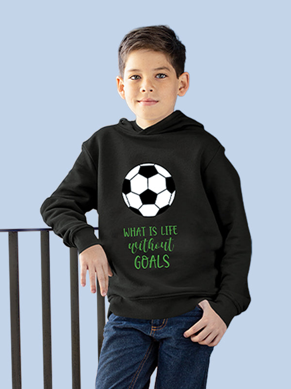 WHAT IS LIFE WITHOUT GOALS UNISEX BLACK COTTON HOODIE - Benditaa