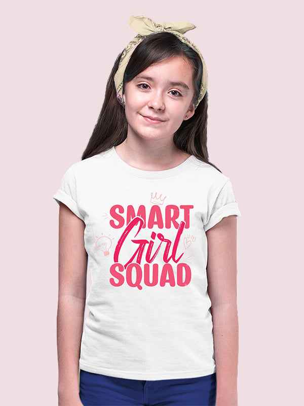 SMART GIRLS SQUAD GIRLS WHITE COTTON T-SHIRT