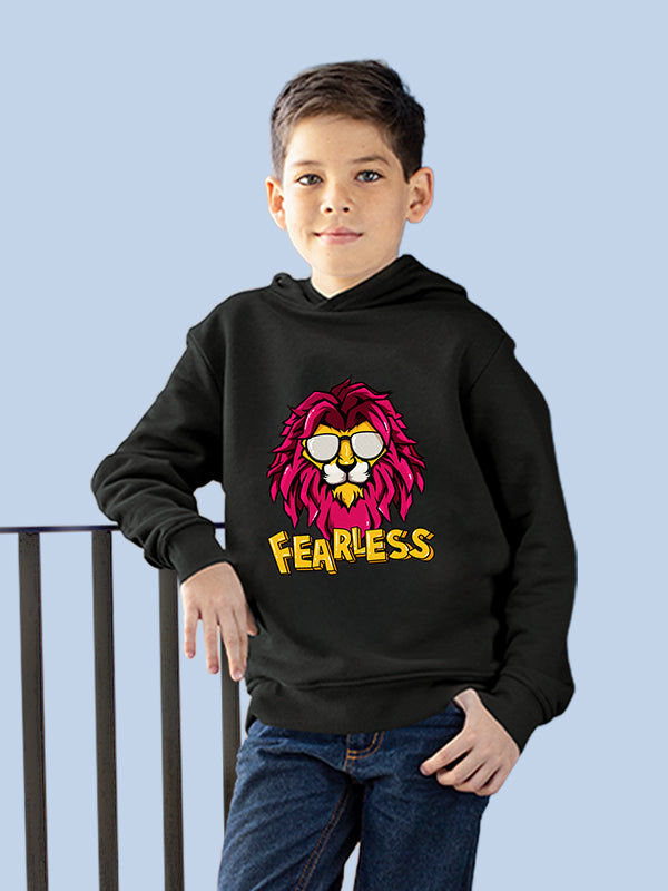 FEARLESS BLACK UNISEX COTTON HOODIE - Benditaa