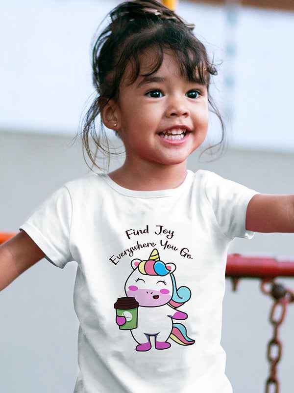 FIND JOY EVERYWHERE YOU GO GIRLS WHITE COTTON T-SHIRT