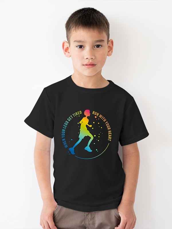 RUN WITH YOUR HEART BOYS BLACK COTTON T-SHIRT