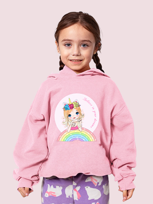 BELIEVE IN YOUR DREAMS PINK COTTON HOODIE - Benditaa