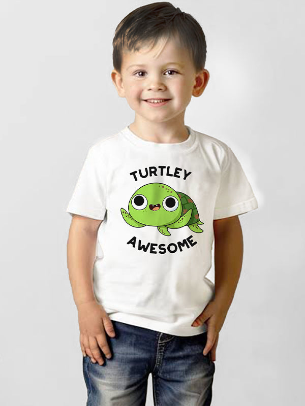AWESOME TURTLE UNISEX WHITE COTTON T-SHIRT - Benditaa