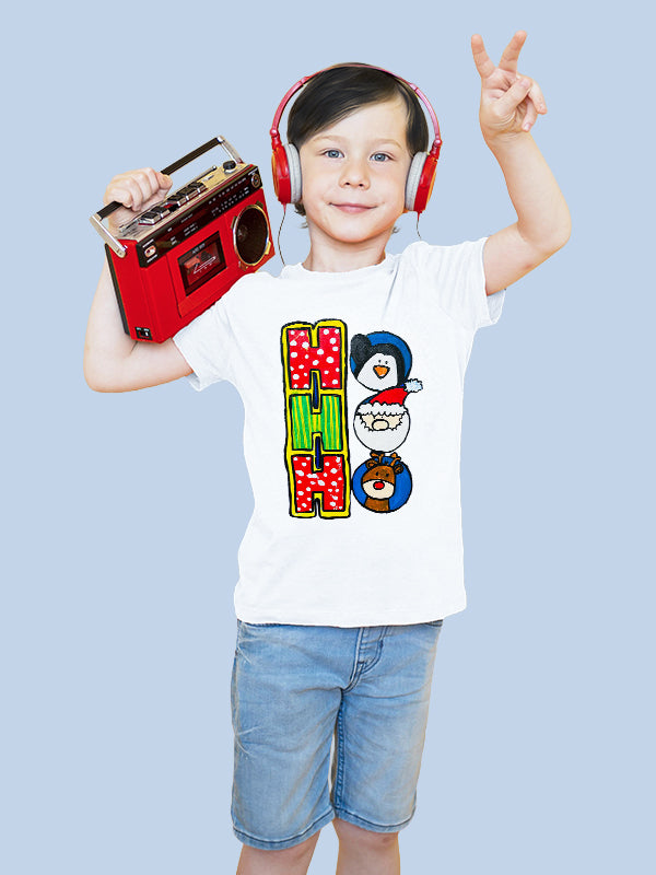 HO HO HO UNISEX WHITE COTTON T-SHIRT - Benditaa