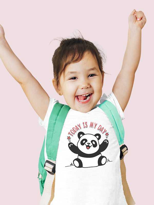 TODAY IS MY DAY GIRLS WHITE COTTON T-SHIRT - Benditaa