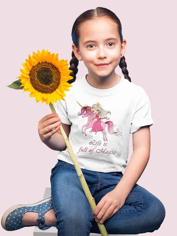 LIFE IS FULL OF MAGIC GIRLS WHITE COTTON T-SHIRT