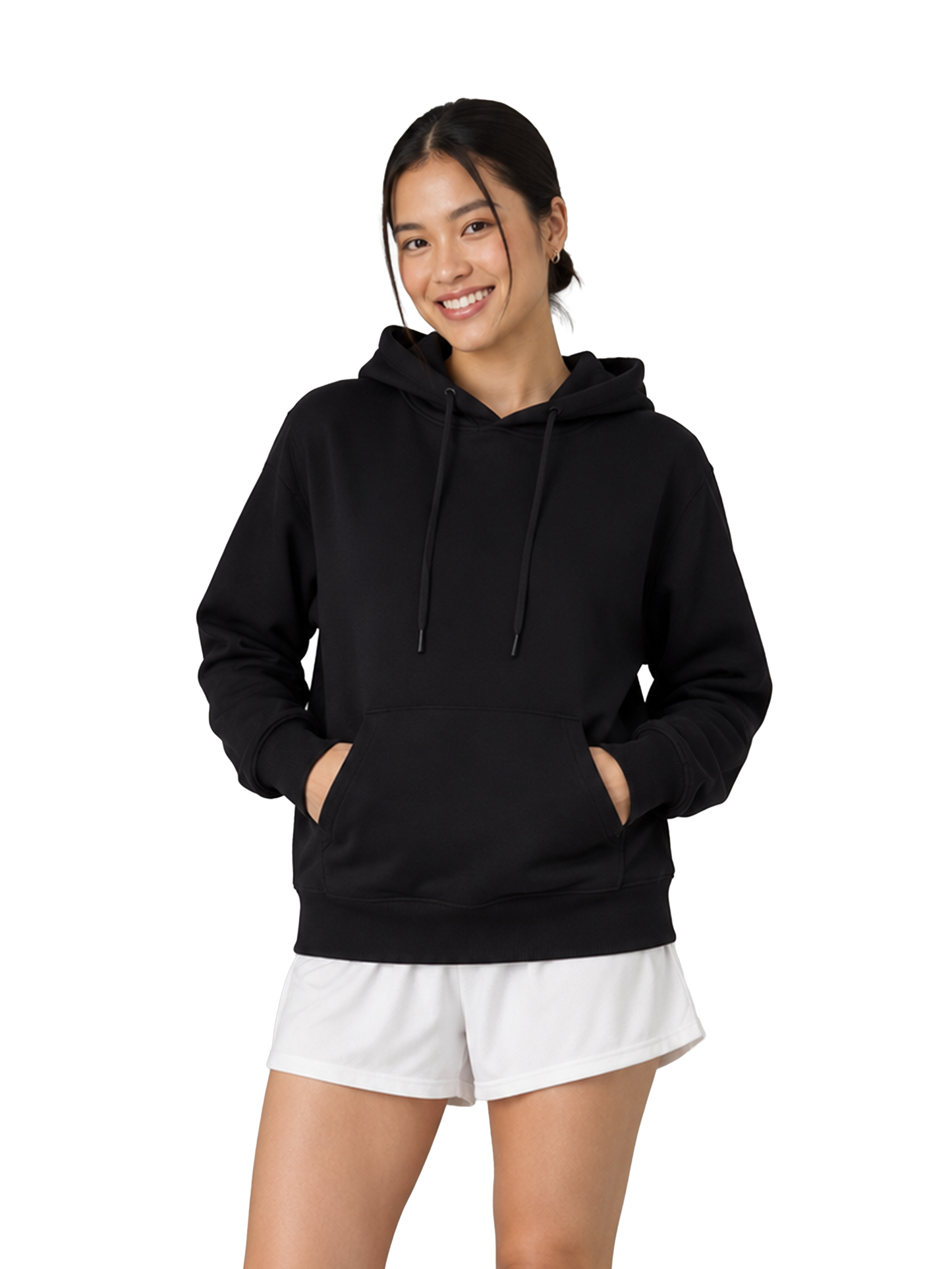 WOMEN'S BLACK COTTON HOODIE