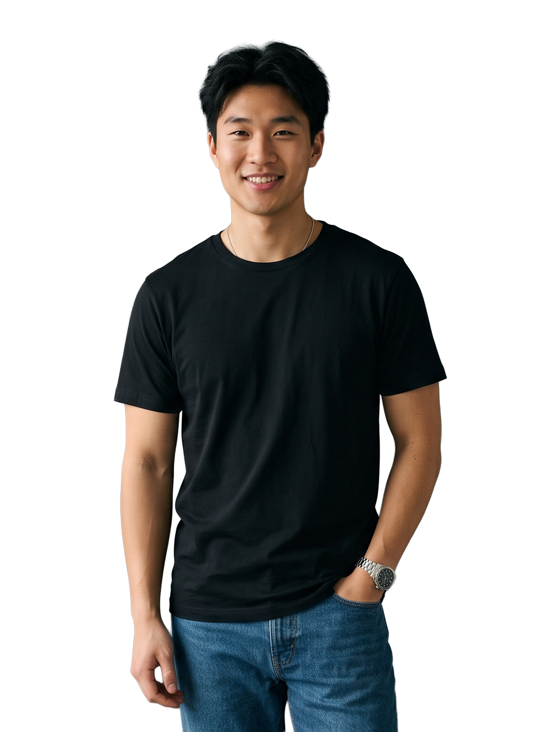 BLACK CLASSIC CREW COTTON SOLID T-SHIRTS