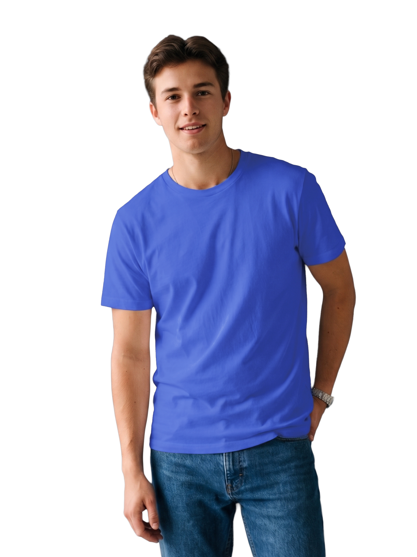 BLUE CLASSIC CREW COTTON SOLID T-SHIRT