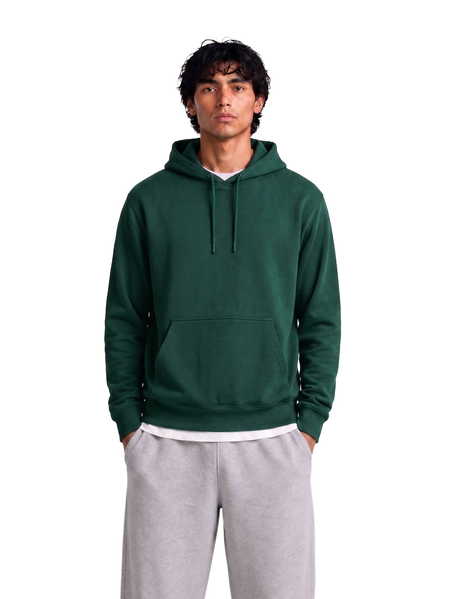 MEN'S GREEN COTTON HOODIE