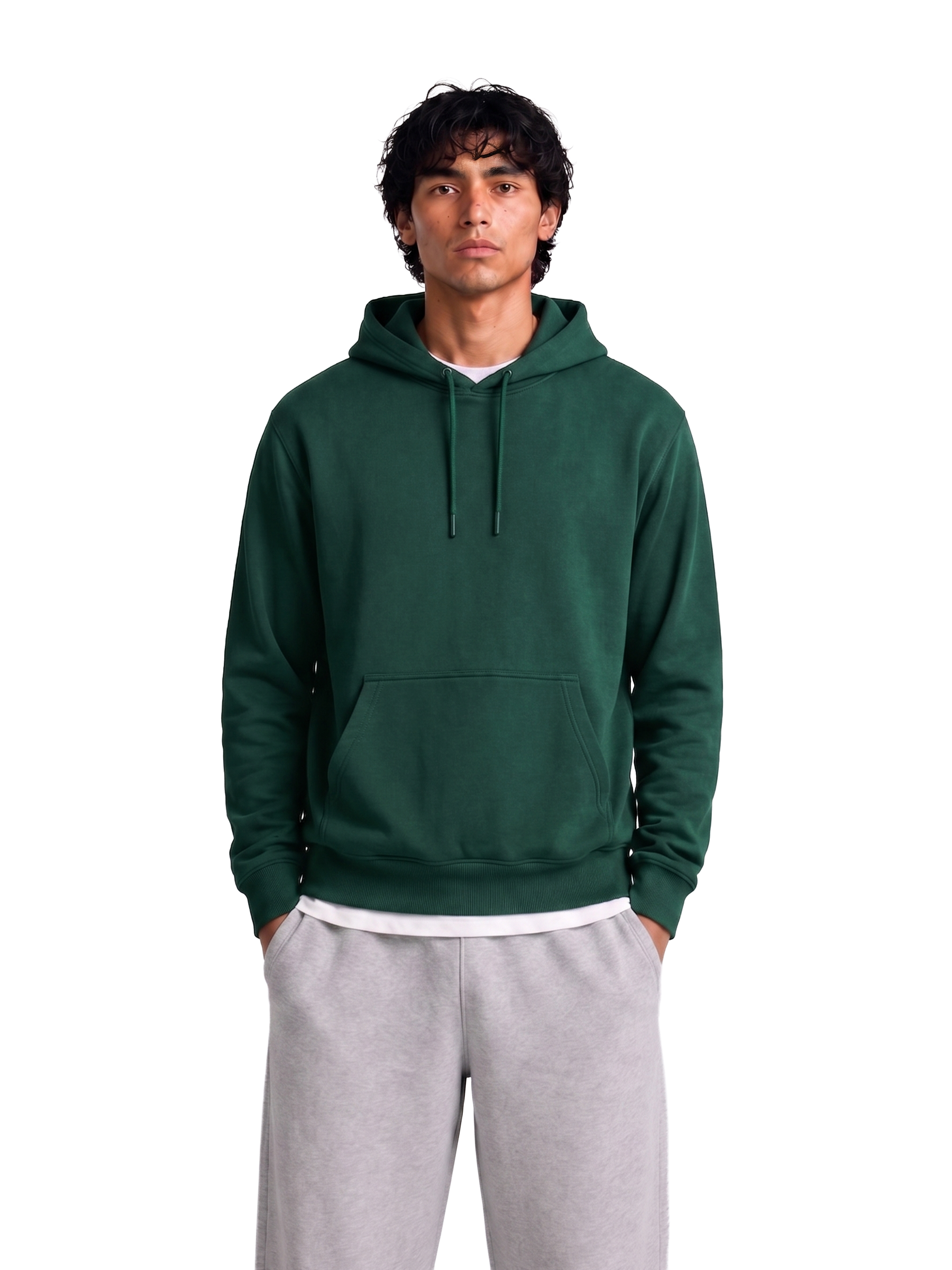 MEN'S GREEN COTTON HOODIE