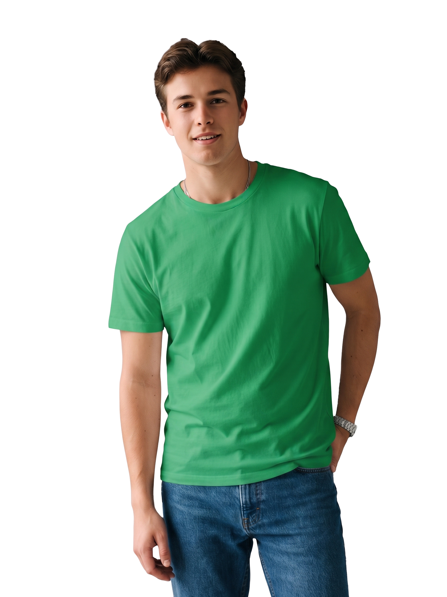 GREEN CLASSIC CREW COTTON SOLID T-SHIRT