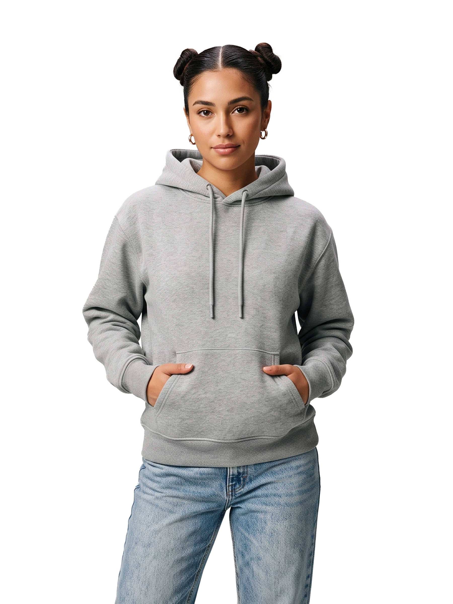 WOMEN'S GREY COTTON HOODIE