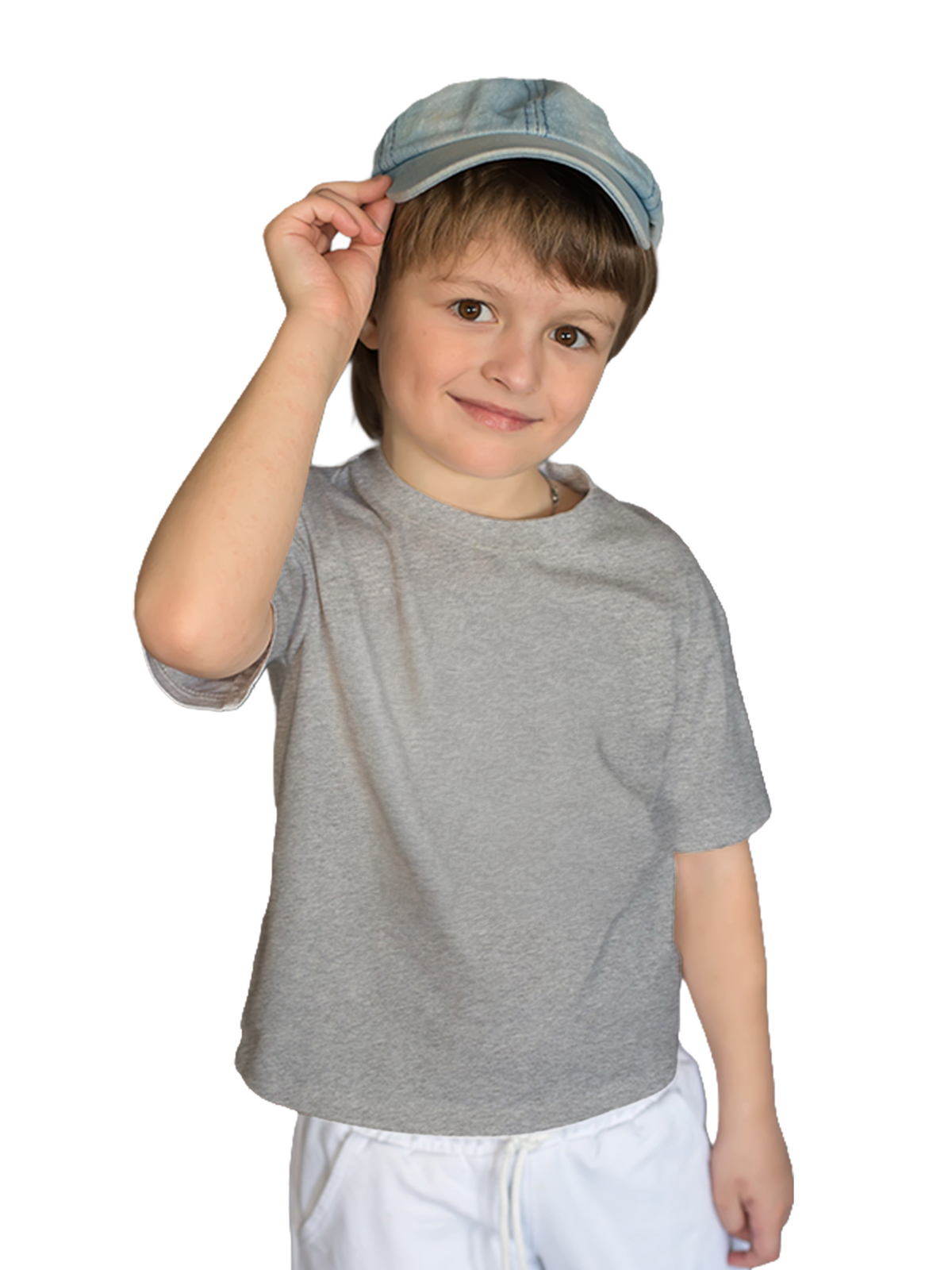 UNISEX KIDS GREY COTTON T-SHIRT