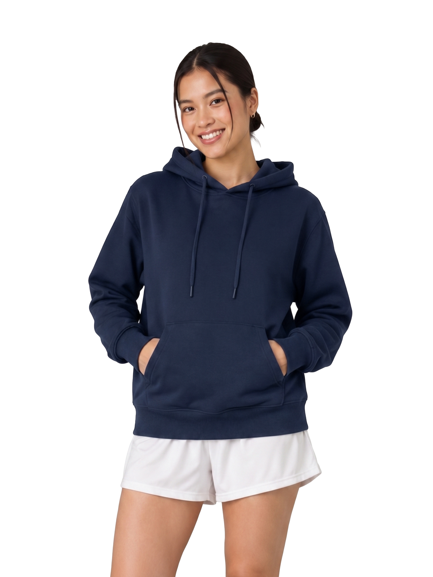 WOMEN'S NAVY BLUE COTTON HOODIE