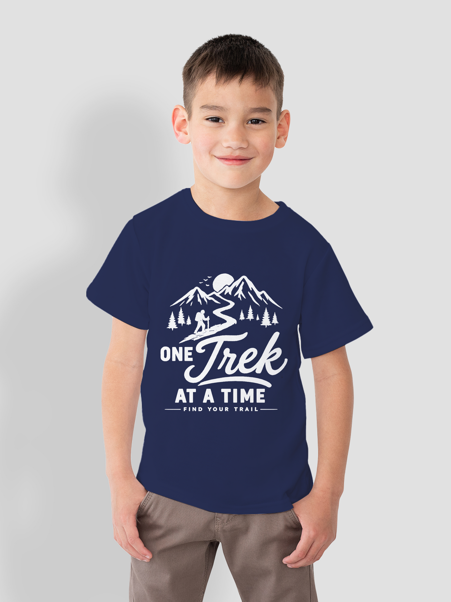 ONE TREK AT A TIME UNISEX BLUE COTTON T-SHIRT