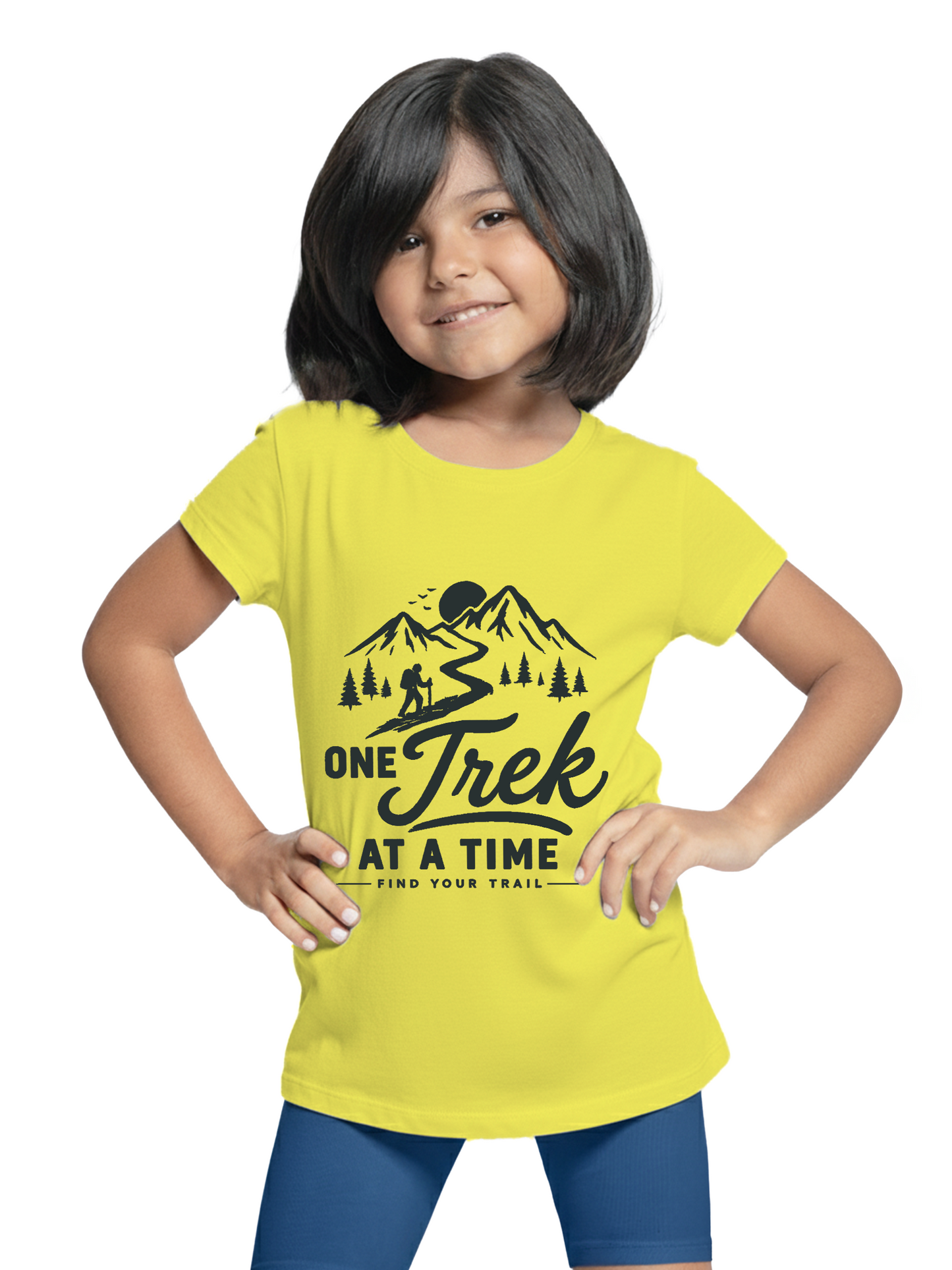 ONE TREK AT A TIME UNISEX YELLOW COTTON T-SHIRT