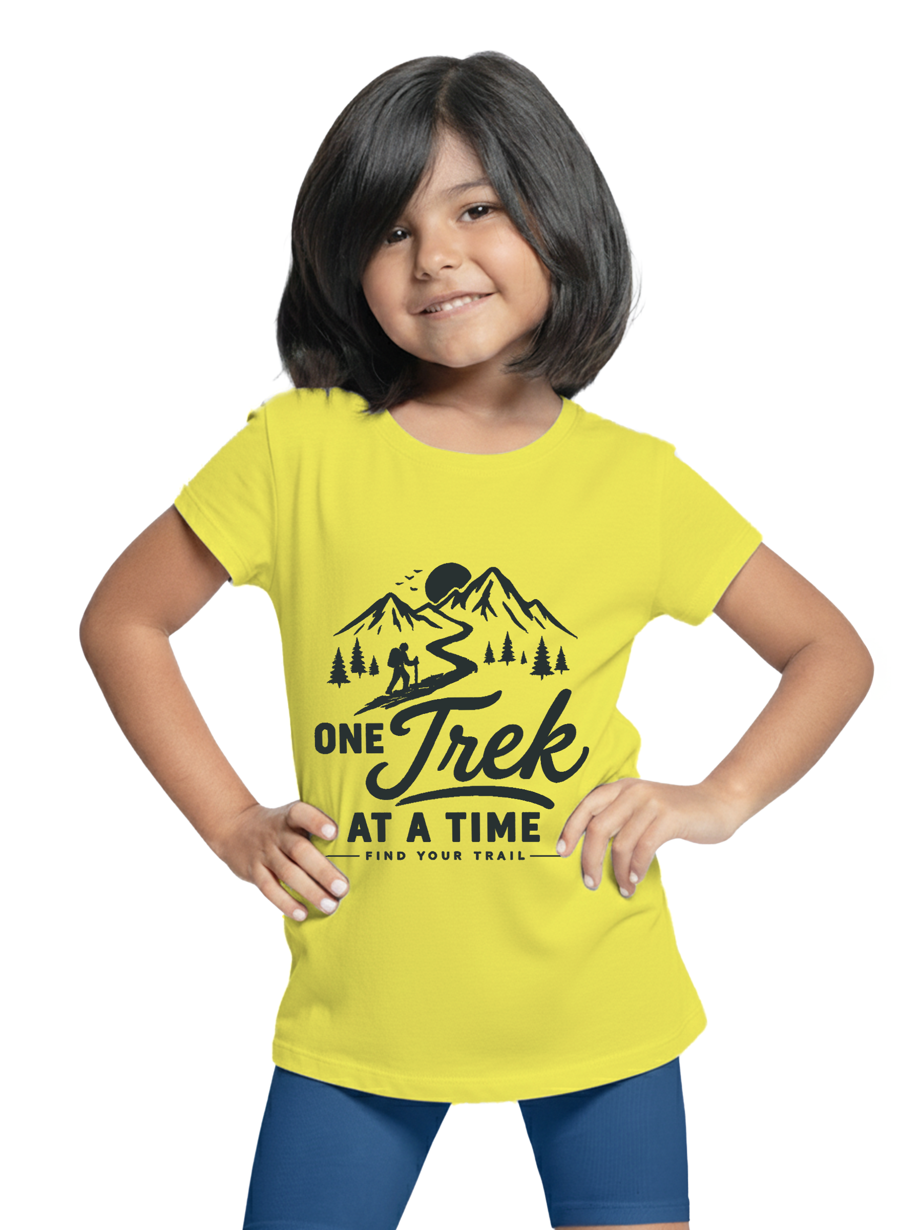ONE TREK AT A TIME UNISEX YELLOW COTTON T-SHIRT