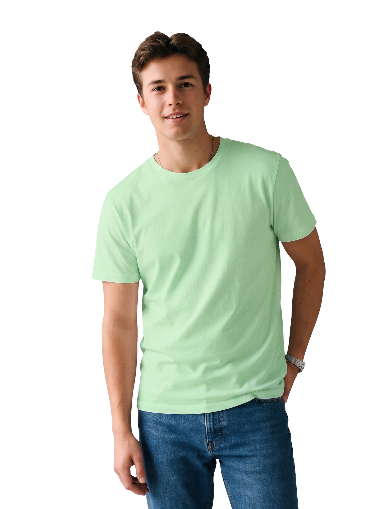 JADE CLASSIC CREW COTTON SOLID T-SHIRT