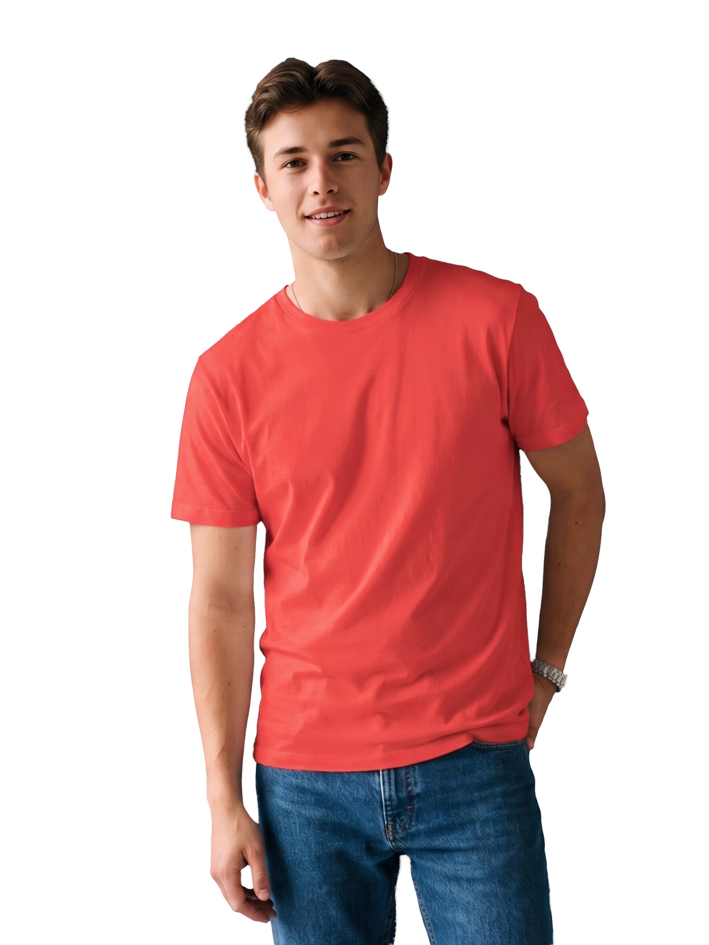 RED CLASSIC CREW COTTON SOLID T-SHIRT