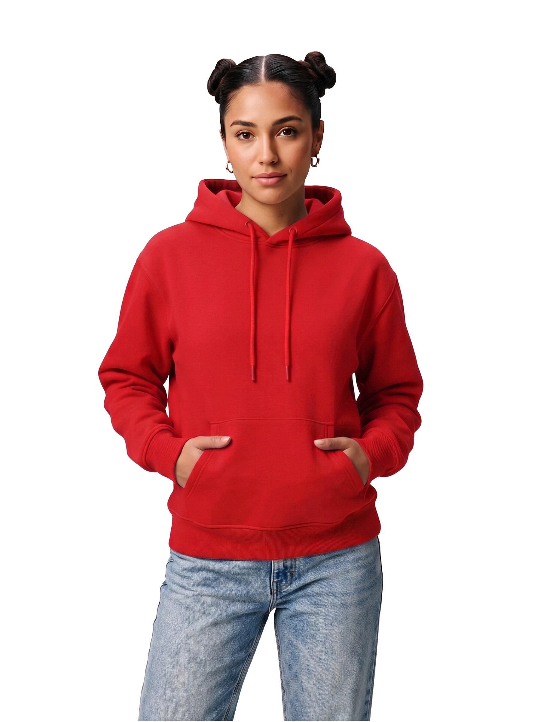 WOMEN'S RED COTTON HOODIE