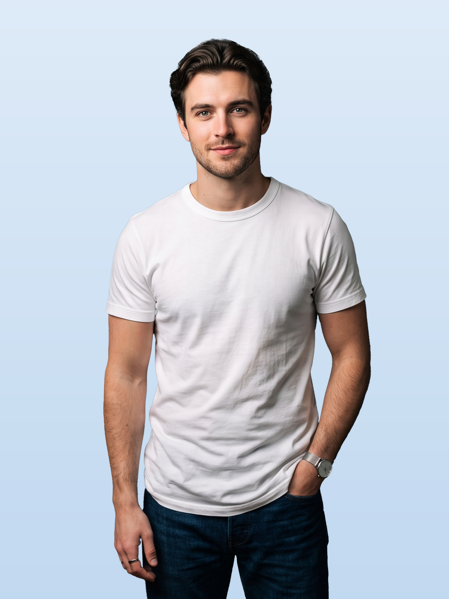 WHITE CLASSIC CREW COTTON SOLID T-SHIRT