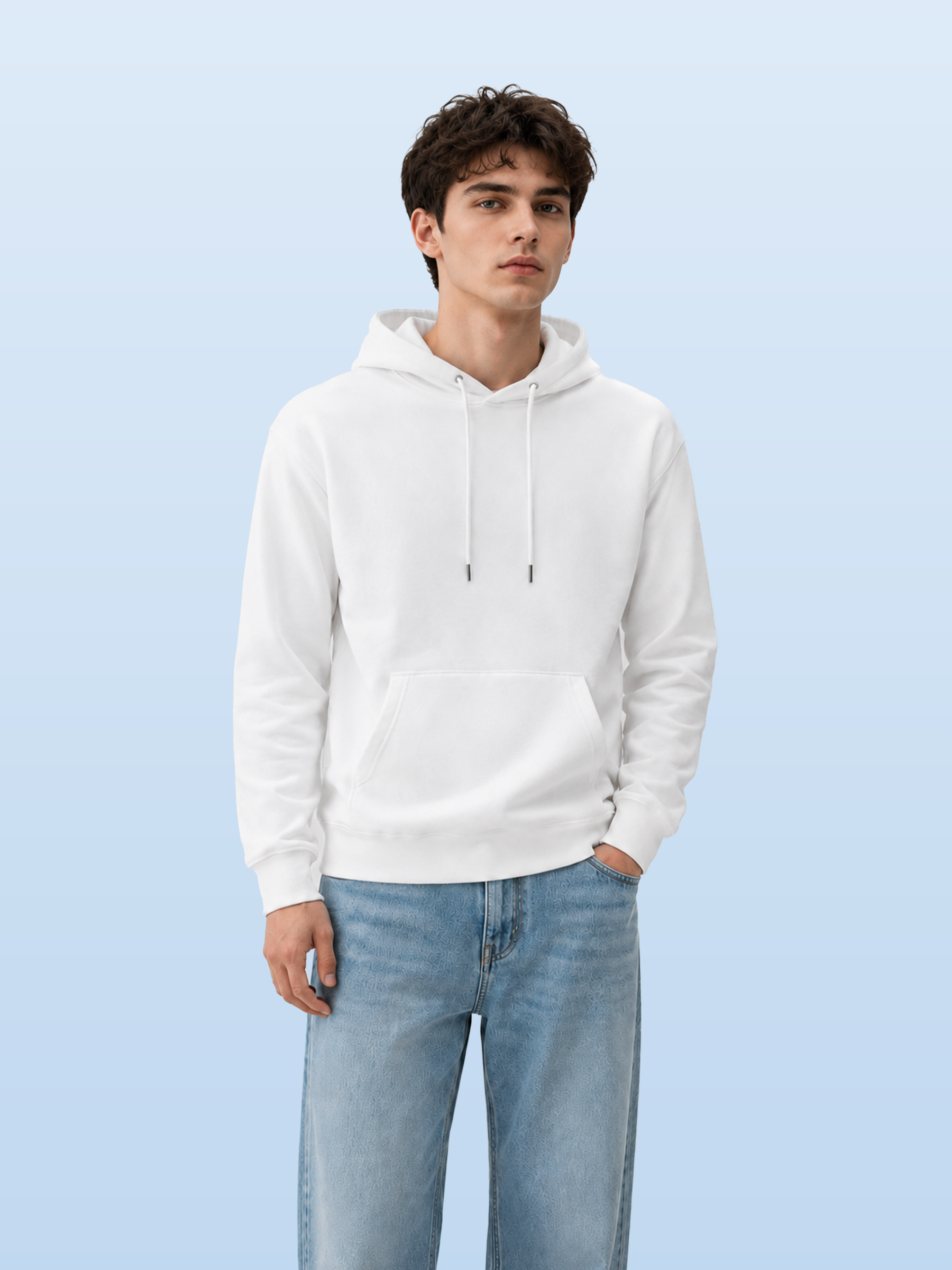 MEN'S WHITE COTTON HOODIE