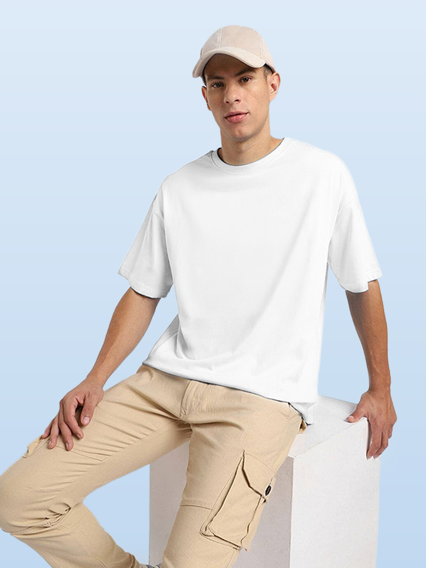 WHITE OVERSIZED COTTON SOLID T-SHIRT