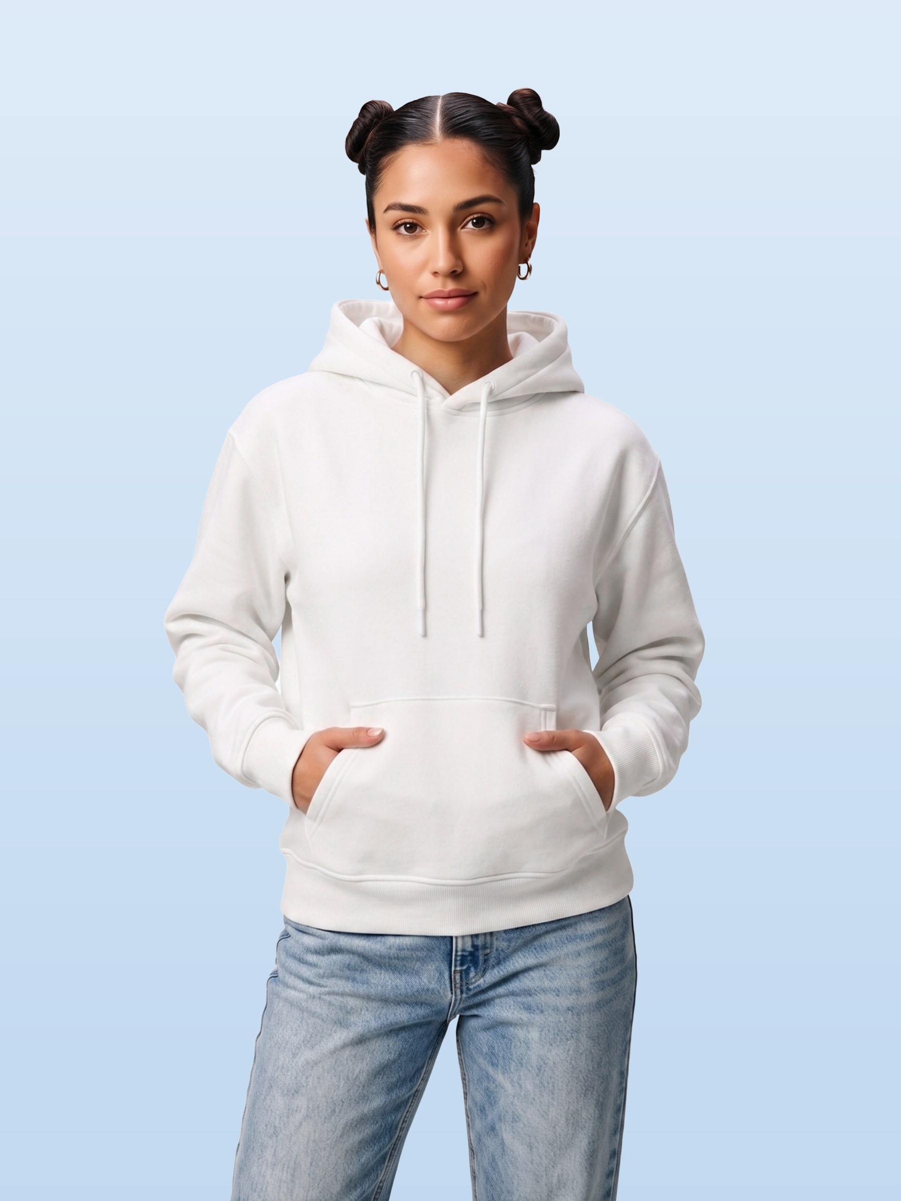 WOMEN'S WHITE COTTON HOODIE