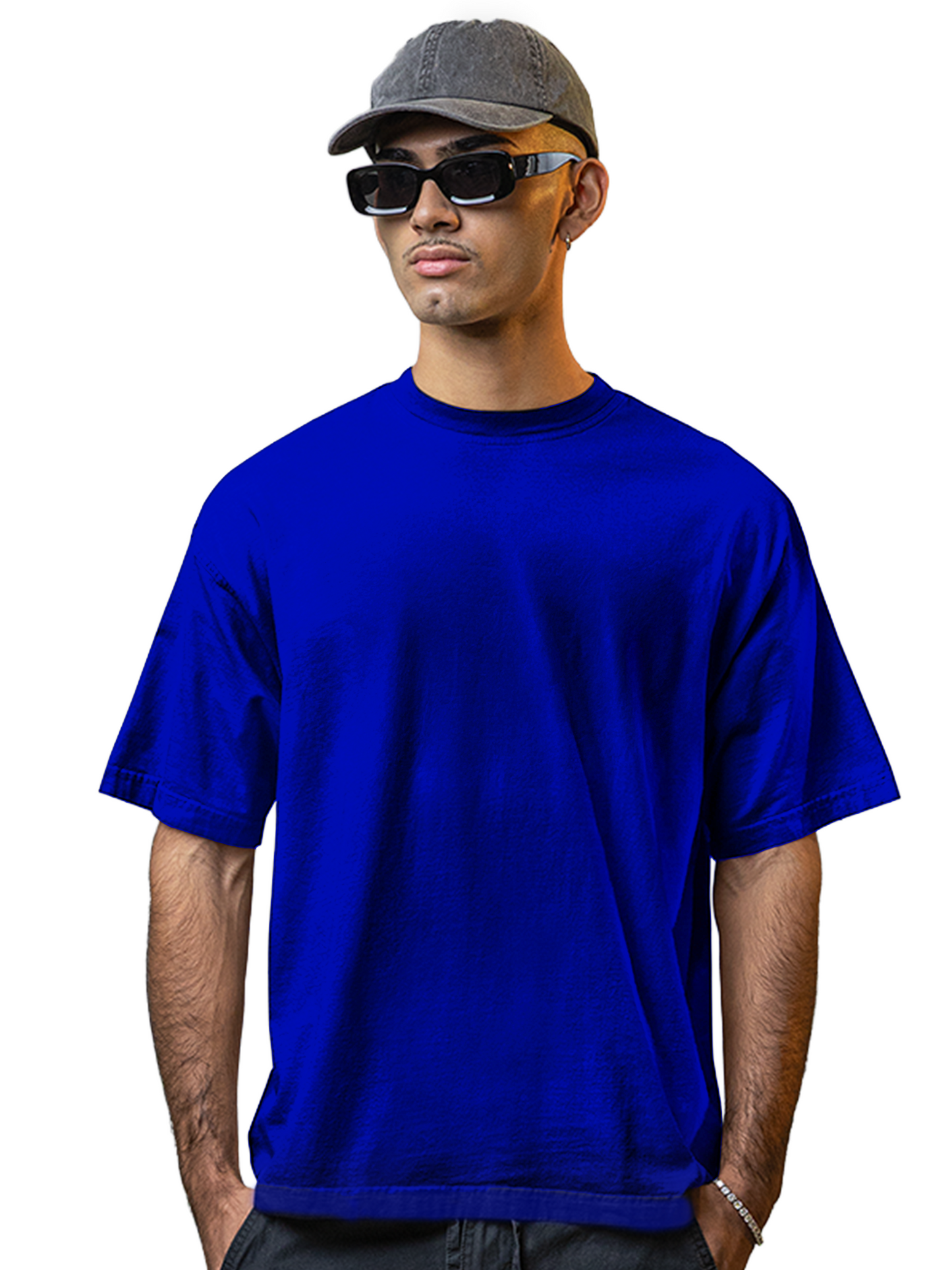 ROYAL BLUE OVERSIZED COTTON SOLID T-SHIRT